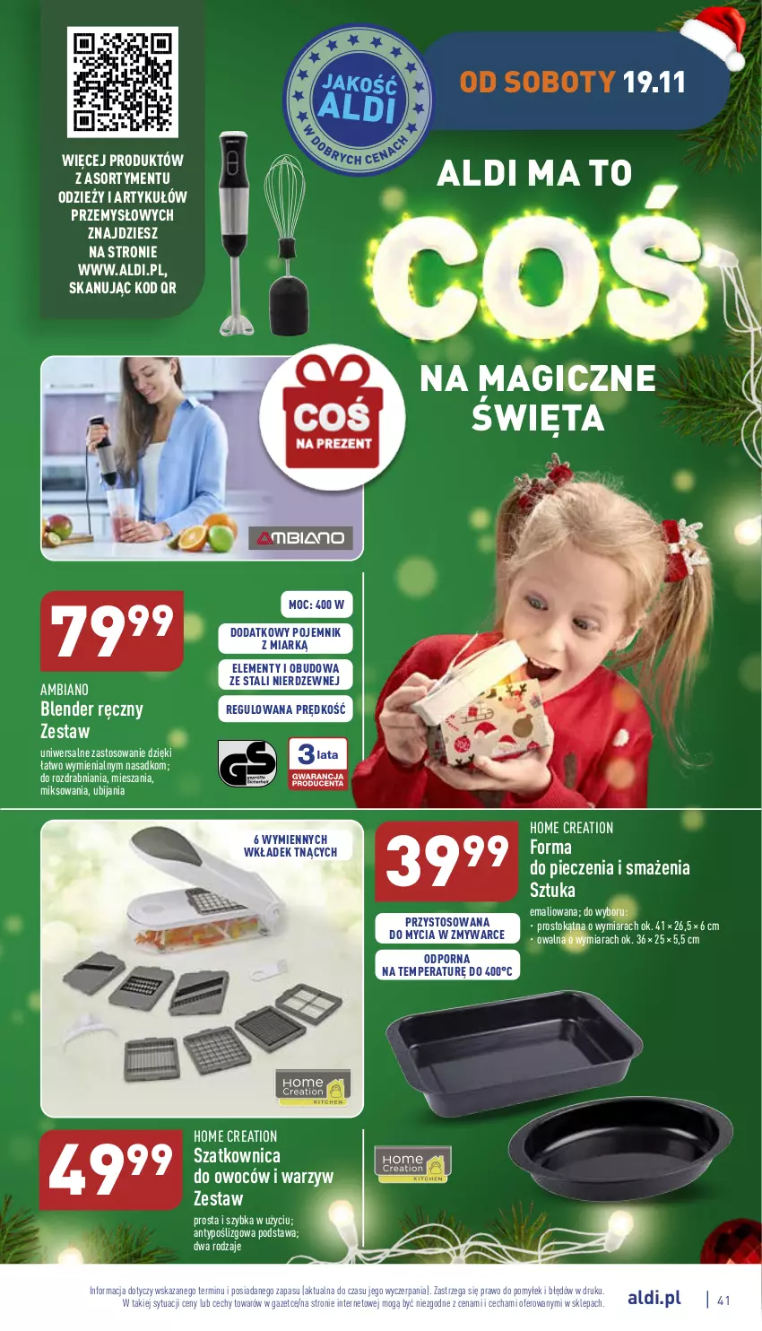 Gazetka promocyjna Aldi - Pełny katalog - ważna 14.11 do 19.11.2022 - strona 41 - produkty: Blender, Blender ręczny, Forma do pieczenia, Piec, Pojemnik, Por, Szatkownica