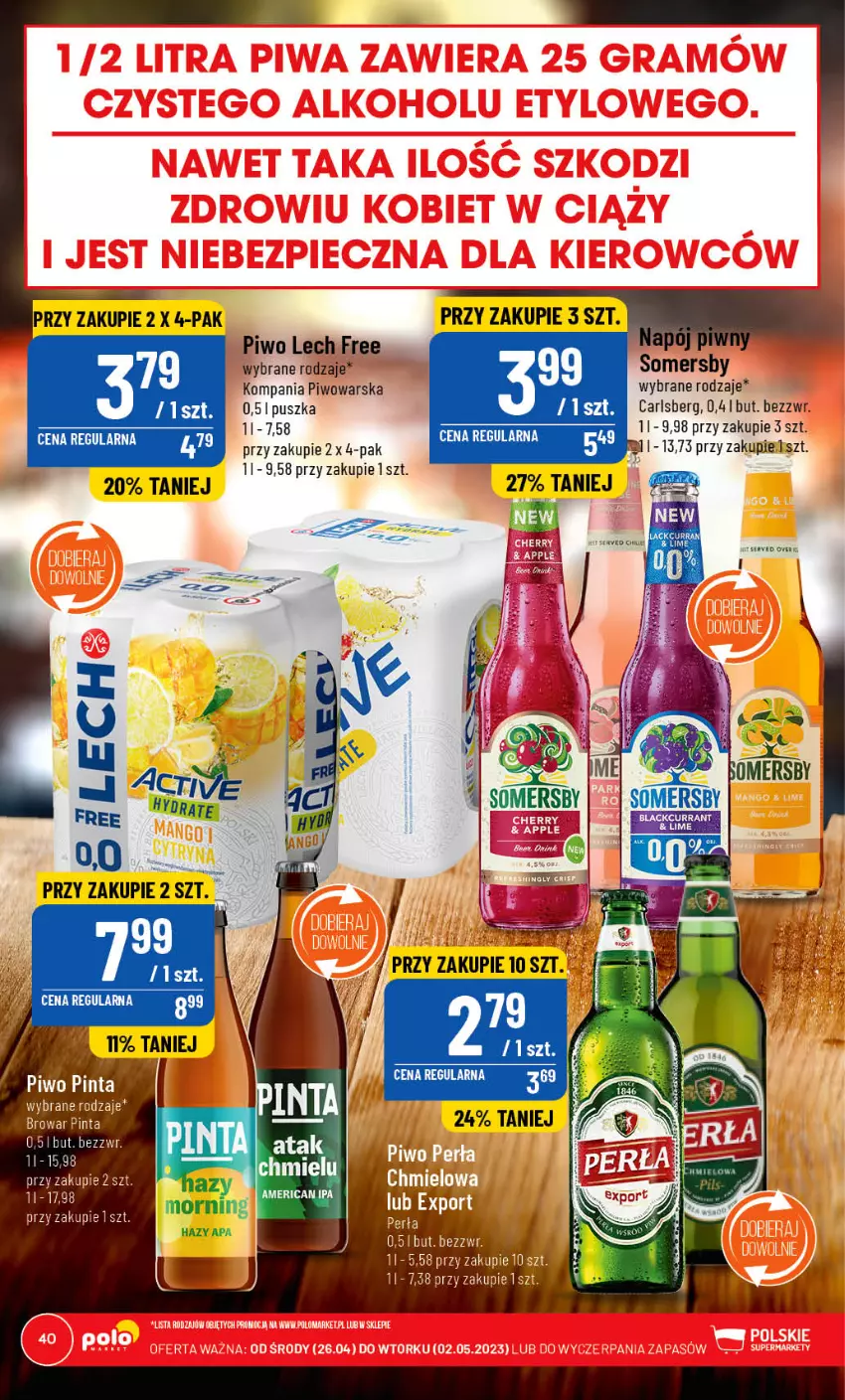 Gazetka promocyjna PoloMarket - Gazetka pomocyjna - ważna 26.04 do 02.05.2023 - strona 40 - produkty: Carlsberg, Piwo, Por, Somersby