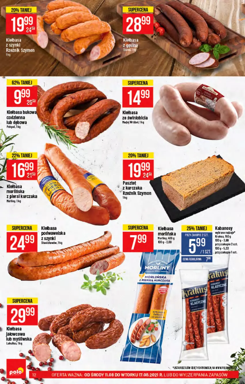 Gazetka promocyjna PoloMarket - Gazetka pomocyjna - ważna 11.08 do 17.08.2021 - strona 12 - produkty: BIC, Kabanos, Kiełbasa, Kurczak, LG, Madej Wróbel, Pasztet