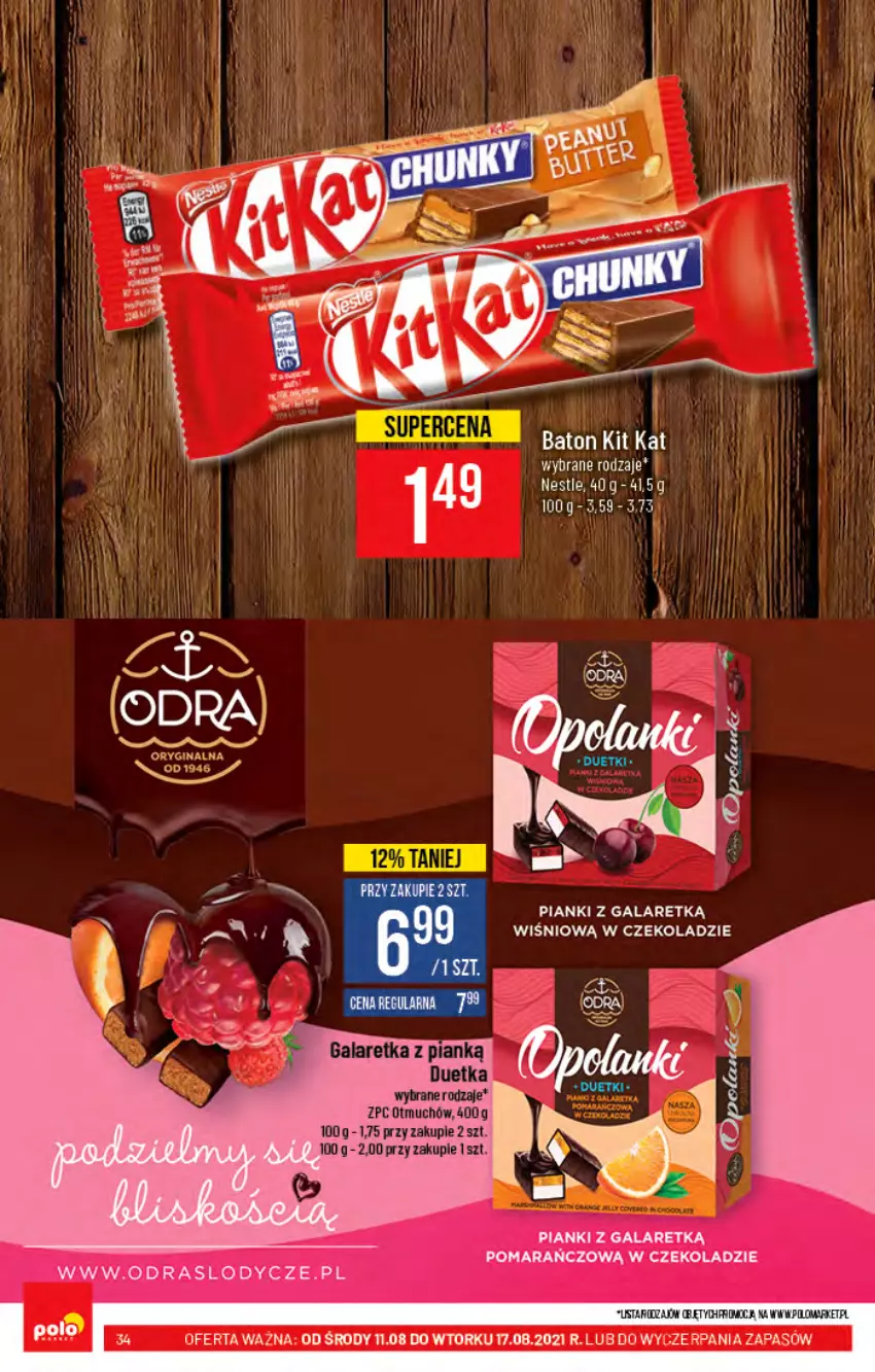 Gazetka promocyjna PoloMarket - Gazetka pomocyjna - ważna 11.08 do 17.08.2021 - strona 34 - produkty: Baton, Gala, Gin, Kit Kat, Lody