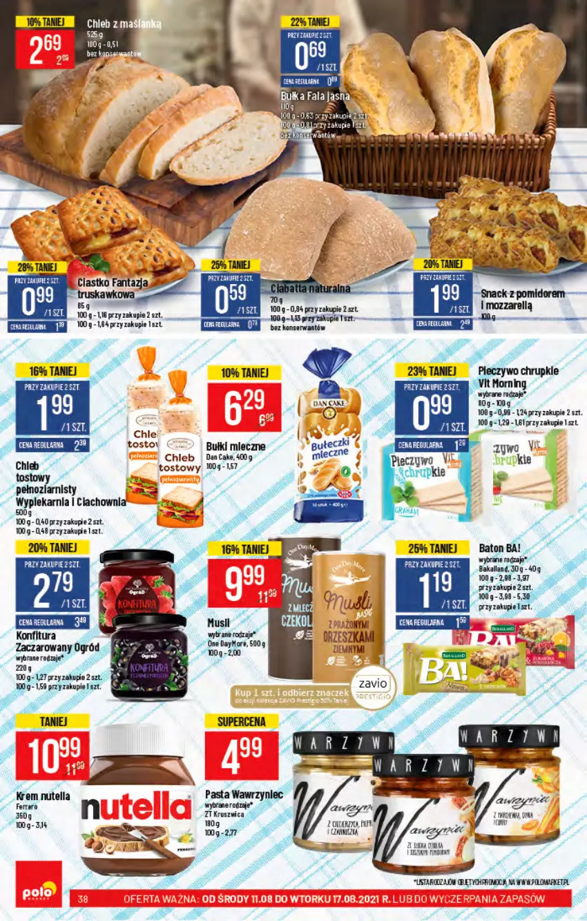 Gazetka promocyjna PoloMarket - Gazetka pomocyjna - ważna 11.08 do 17.08.2021 - strona 38 - produkty: Ba!, Bakalland, Baton, Chleb, Chrupki, Dan Cake, Fa, Ferrero, Inka, Konfitura, Nutella, Ogród, Ser