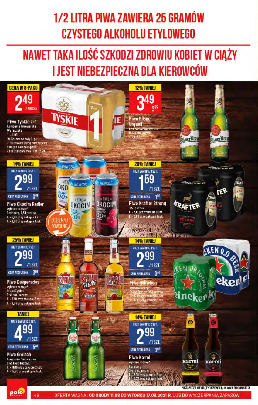 Gazetka promocyjna PoloMarket - Gazetka pomocyjna - ważna 11.08 do 17.08.2021 - strona 46 - produkty: Carlsberg, Desperados, Gra, HP, Karmi, Koc, Okocim, Piec, Piwa, Piwo, Radler, Tyskie