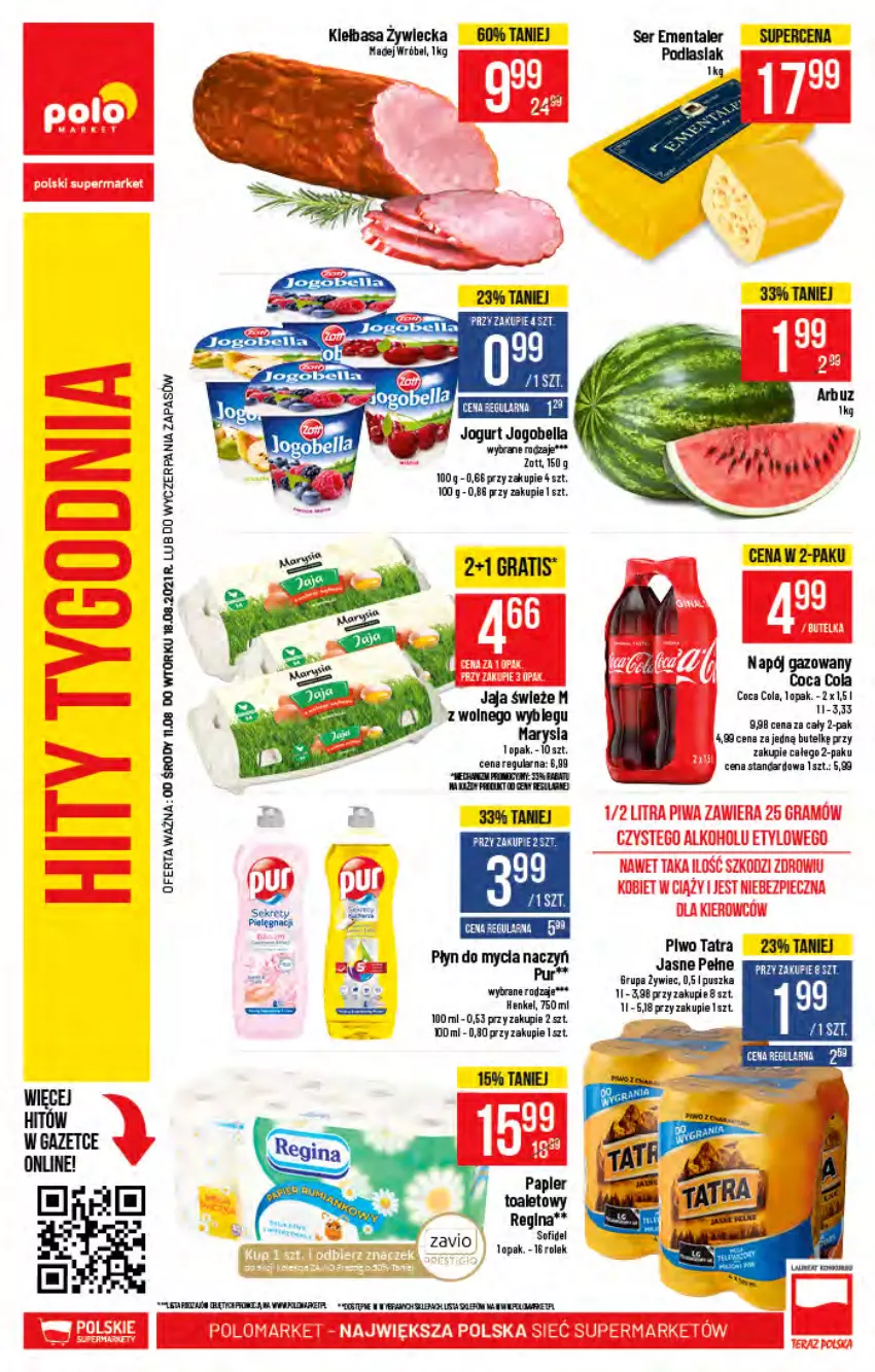 Gazetka promocyjna PoloMarket - Gazetka pomocyjna - ważna 11.08 do 17.08.2021 - strona 62 - produkty: Ementaler, Fa, Gin, Gra, Jaja, Kret, LG, Madej Wróbel, Napój, Napój gazowany, Piwo, Ser, Tatra, Tran, Zott