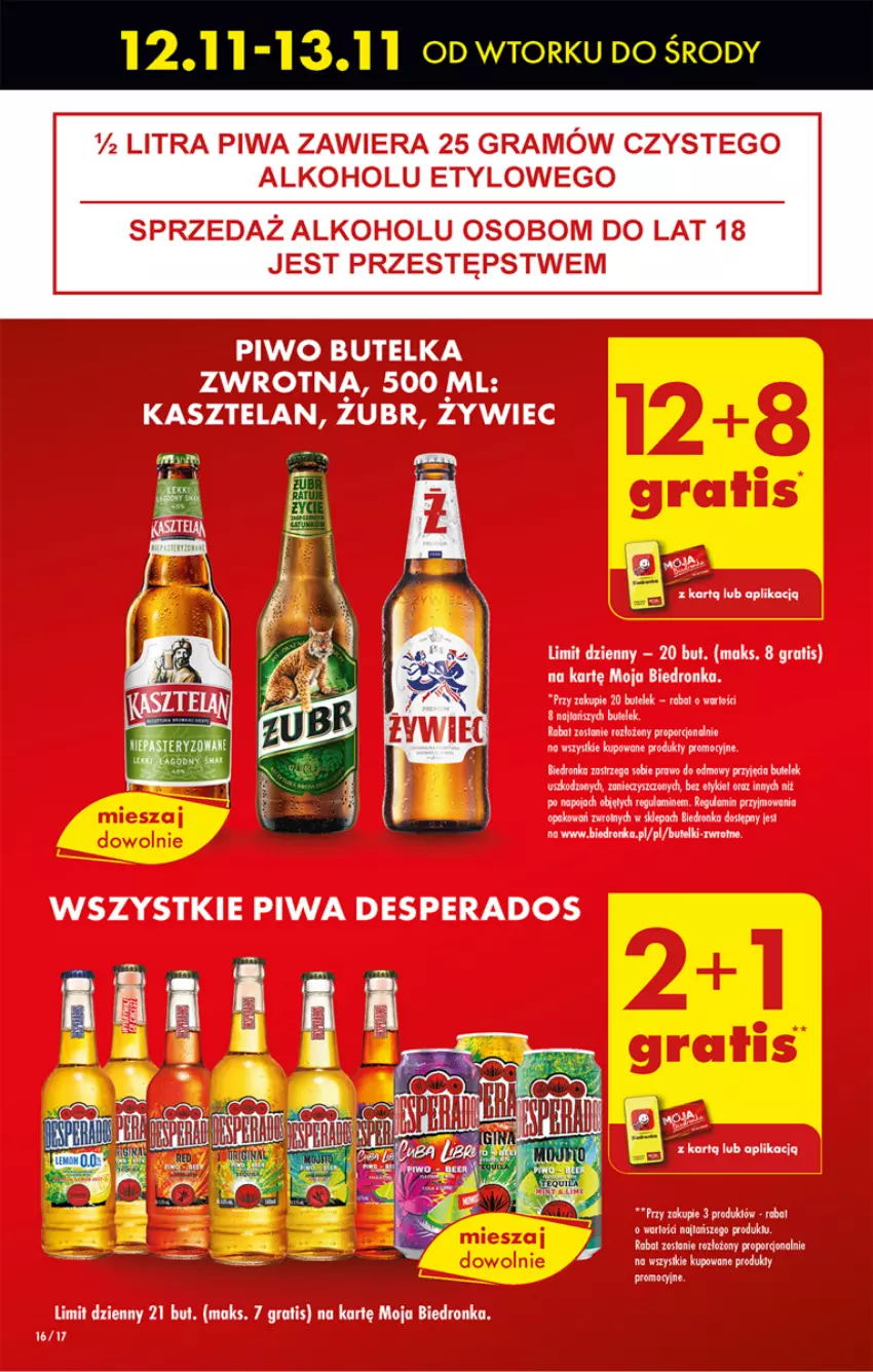 Gazetka promocyjna Biedronka - Od poniedzialku - ważna 18.11 do 23.11.2024 - strona 18 - produkty: Ba!, Desperados, Dron, Gra, Kasztelan, Piwa, Por