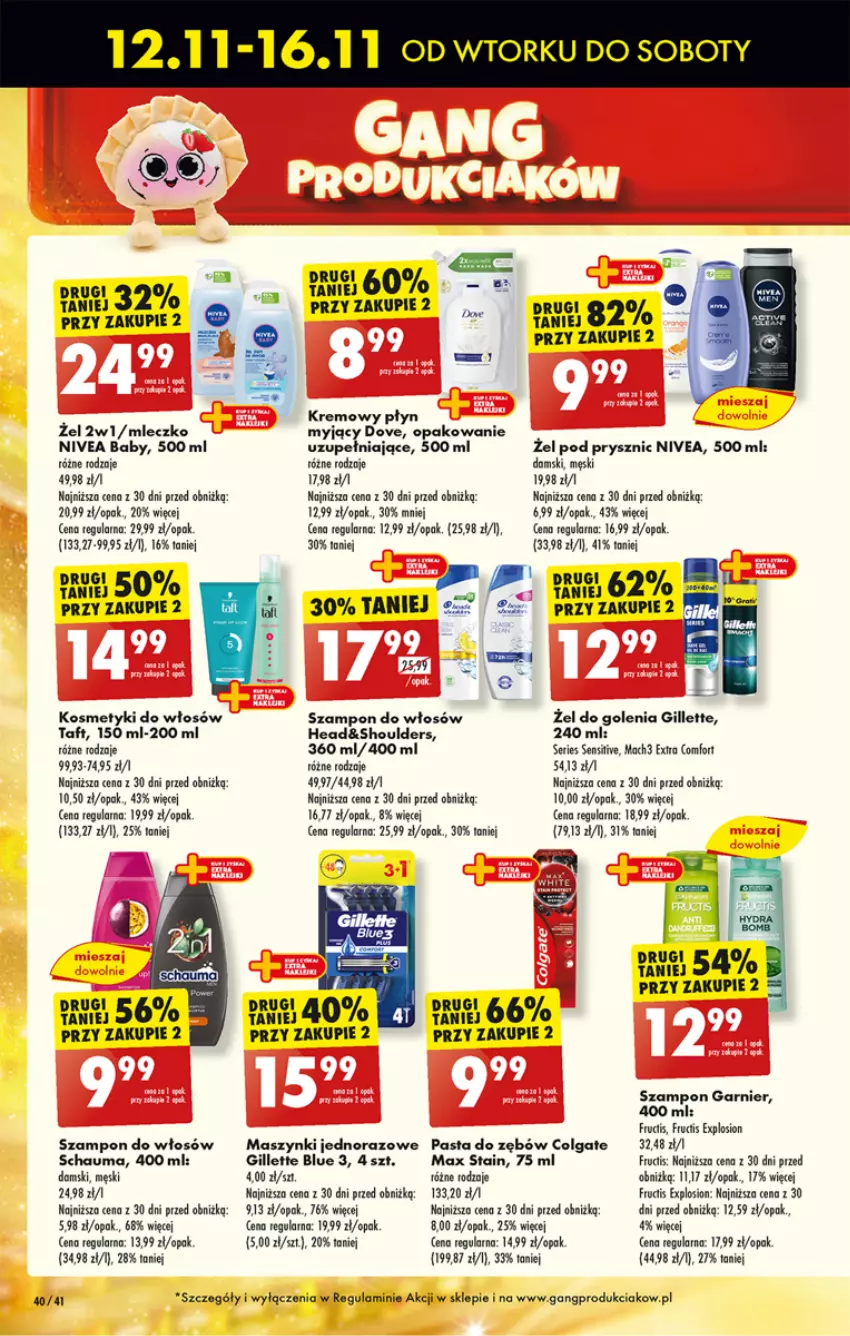 Gazetka promocyjna Biedronka - Od poniedzialku - ważna 18.11 do 23.11.2024 - strona 46 - produkty: Colgate, Dove, Garnier, Gillette, LG, Mach3, Mleczko, Nivea, Nivea Baby, Pasta do zębów, Schauma, Ser, Szampon, Taft