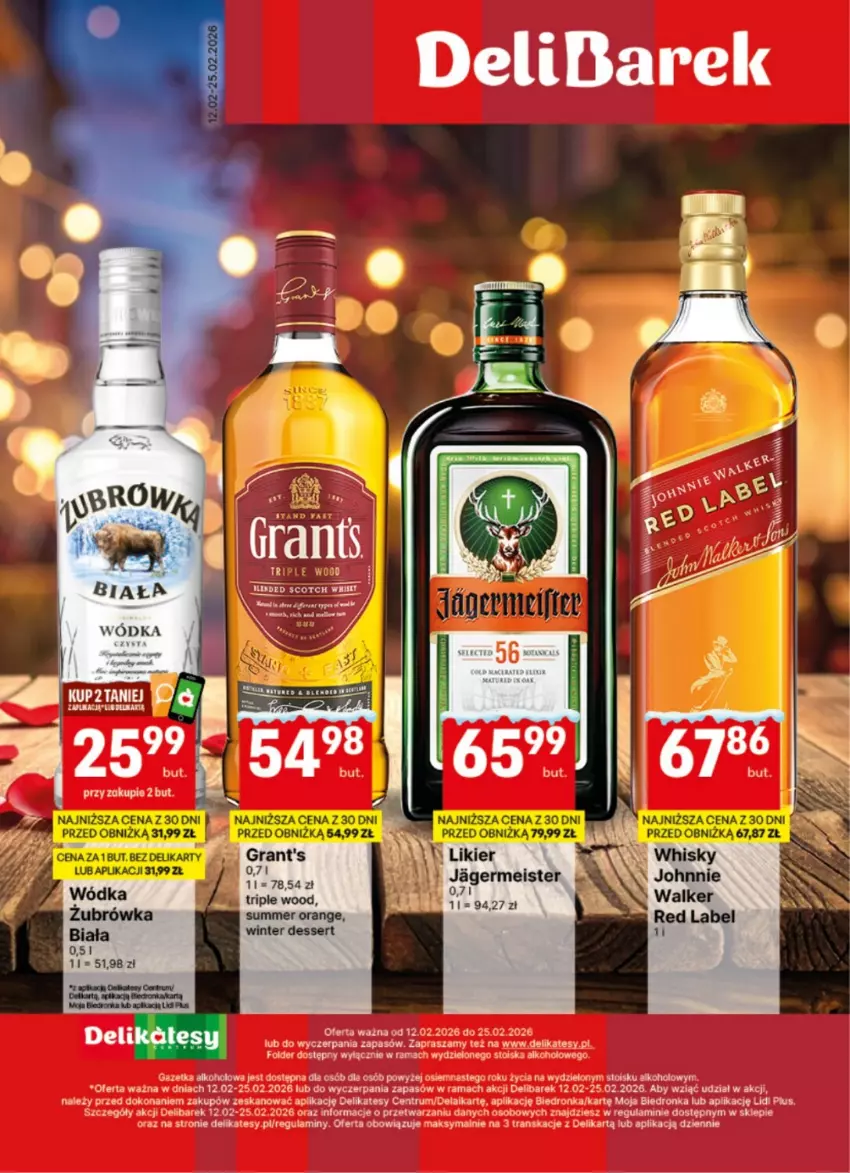 Gazetka promocyjna Delikatesy Centrum - Delibarek DC07-DC08 - ważna 12.02 do 25.02.2026 - strona 1 - produkty: Dron, Jagermeister, LG, Likier, Rama, Rum, Ser, Tran
