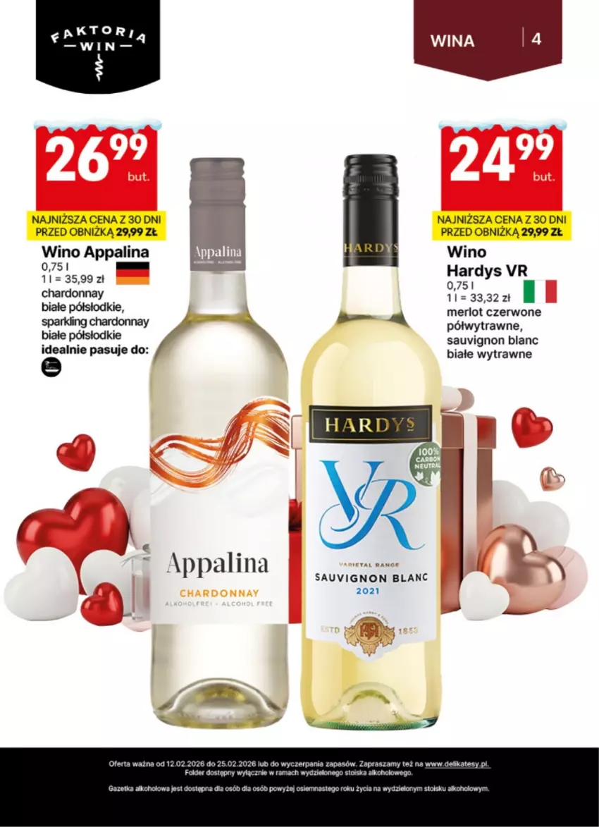 Gazetka promocyjna Delikatesy Centrum - Delibarek DC07-DC08 - ważna 12.02 do 25.02.2026 - strona 4 - produkty: Chardonnay, Merlot, Rama, Sauvignon Blanc, Wino
