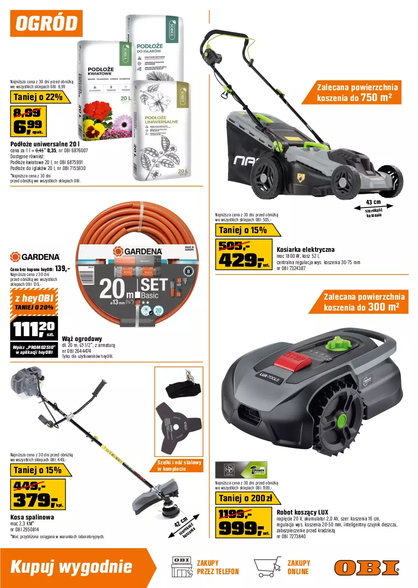 Gazetka promocyjna Obi - Gazetka OBI - ważna 04.06 do 17.06.2025 - strona 13 - produkty: Akumulator, Dźwig, Einhell, Intel, Kosiarka, Kosz, Myjka ciśnieniowa, Odkurzacz, Ogród, Piec, Przewód, Robot, Tarka, Telefon, Walizka, Wkręt, Wkrętarka, Wózek