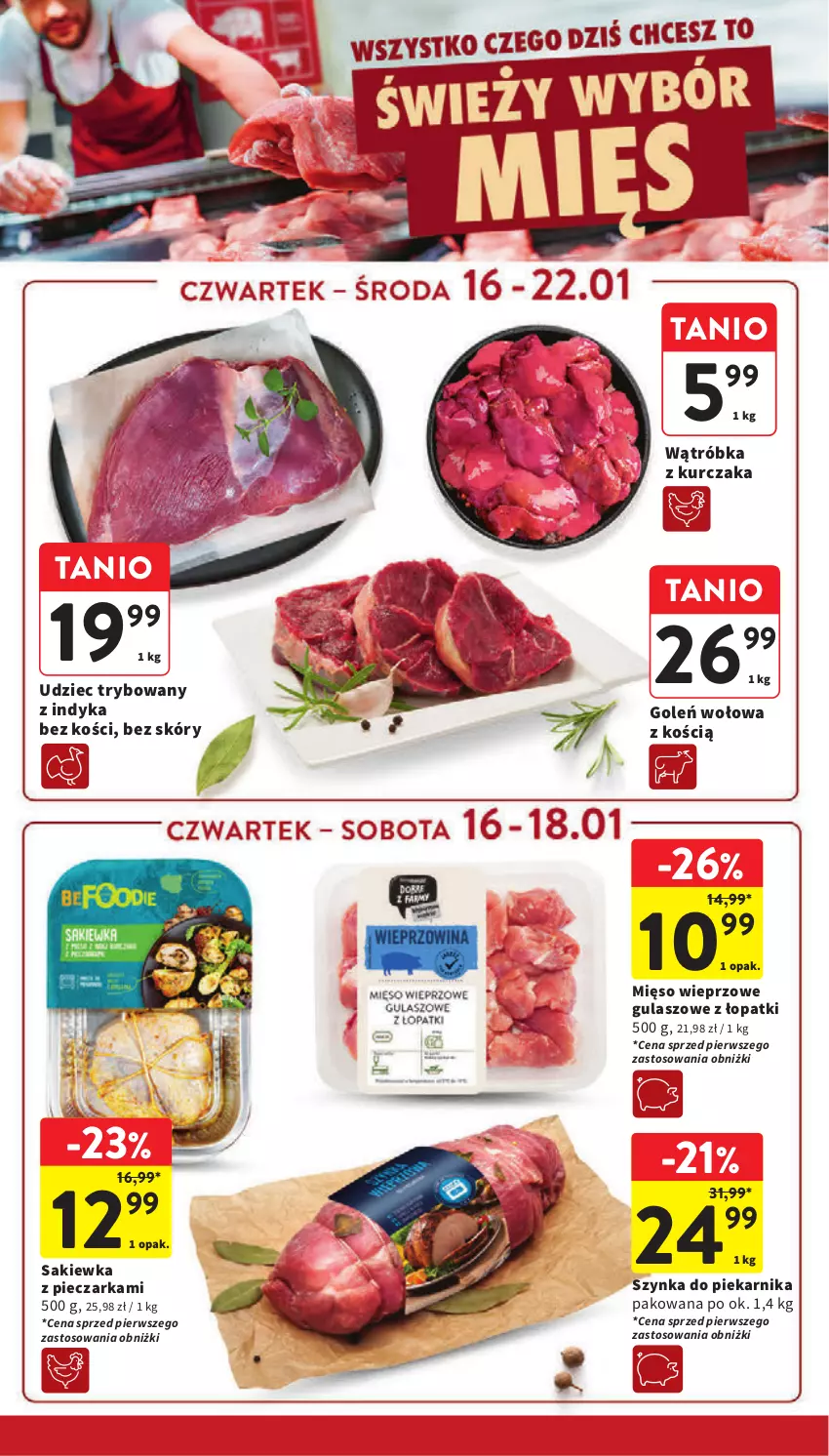 Gazetka promocyjna Intermarche - Gazetka Intermarche - ważna 16.01 do 22.01.2025 - strona 16 - produkty: Kurczak, Mięso, Mięso wieprzowe, Piec, Pieczarka, Piekarnik, Szynka