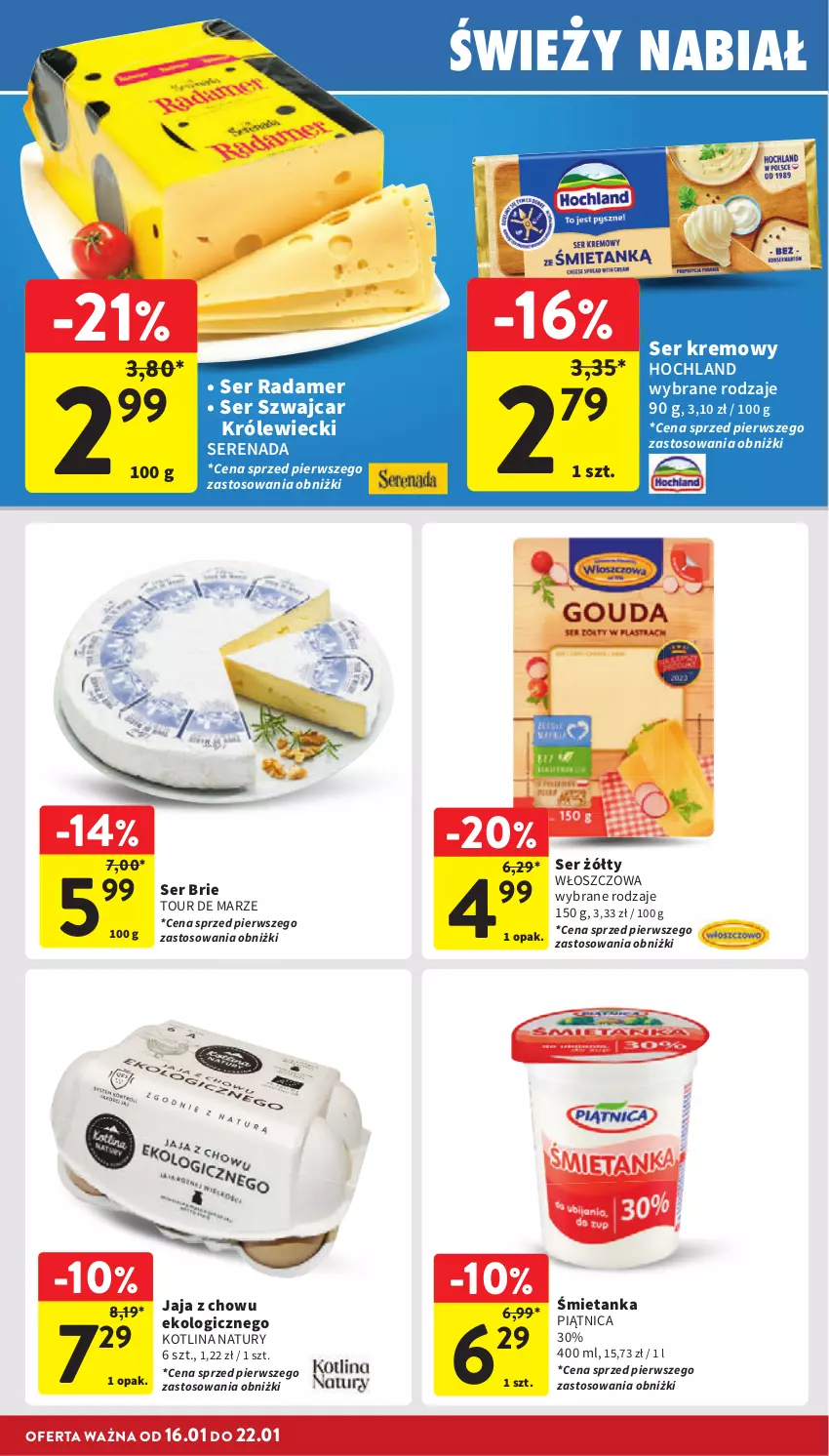 Gazetka promocyjna Intermarche - Gazetka Intermarche - ważna 16.01 do 22.01.2025 - strona 24 - produkty: Brie, Hochland, Jaja, Kotlin, Piątnica, Radamer, Ser