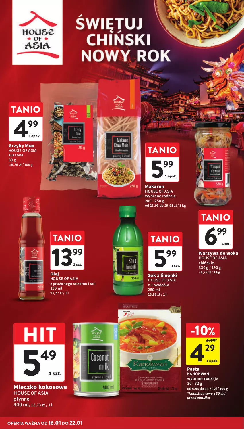 Gazetka promocyjna Intermarche - Gazetka Intermarche - ważna 16.01 do 22.01.2025 - strona 28 - produkty: Grzyby, Grzyby mun, House of Asia, Kokos, Makaron, Mleczko, Olej, Sezam, Sok, Warzywa, Warzywa do woka