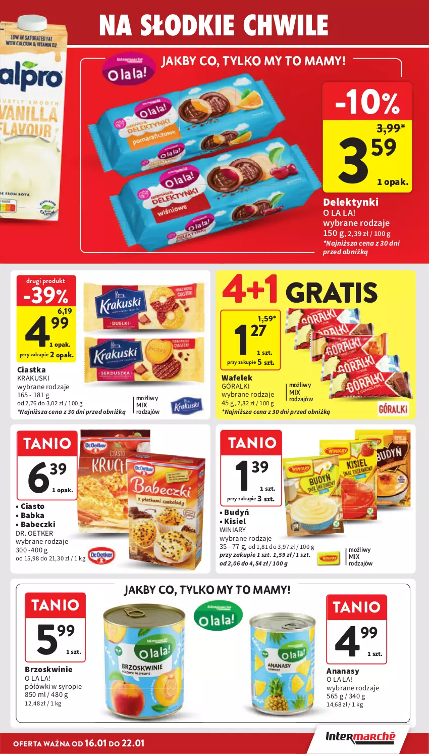 Gazetka promocyjna Intermarche - Gazetka Intermarche - ważna 16.01 do 22.01.2025 - strona 31 - produkty: Ananas, Babeczki, Babka, Brzoskwinie, Budyń, Ciastka, Dr. Oetker, Góralki, Gra, Kisiel, Krakus, Krakuski, Syrop, Wafelek, Winiary