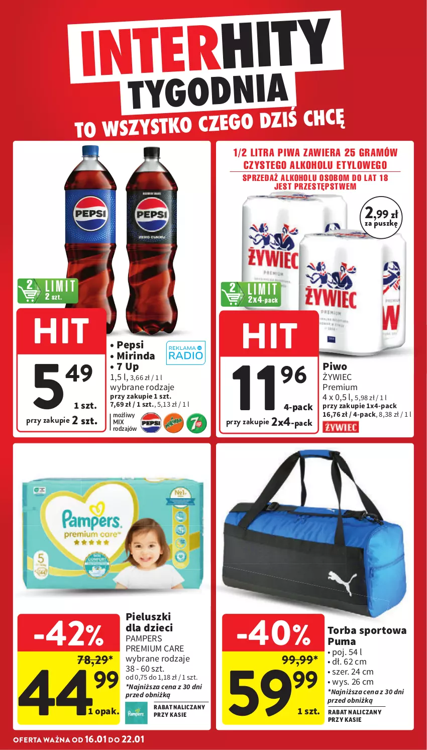 Gazetka promocyjna Intermarche - Gazetka Intermarche - ważna 16.01 do 22.01.2025 - strona 6 - produkty: Dzieci, Gra, Mirinda, Pampers, Pepsi, Piwa, Piwo, Por, Puma, Sport, Torba