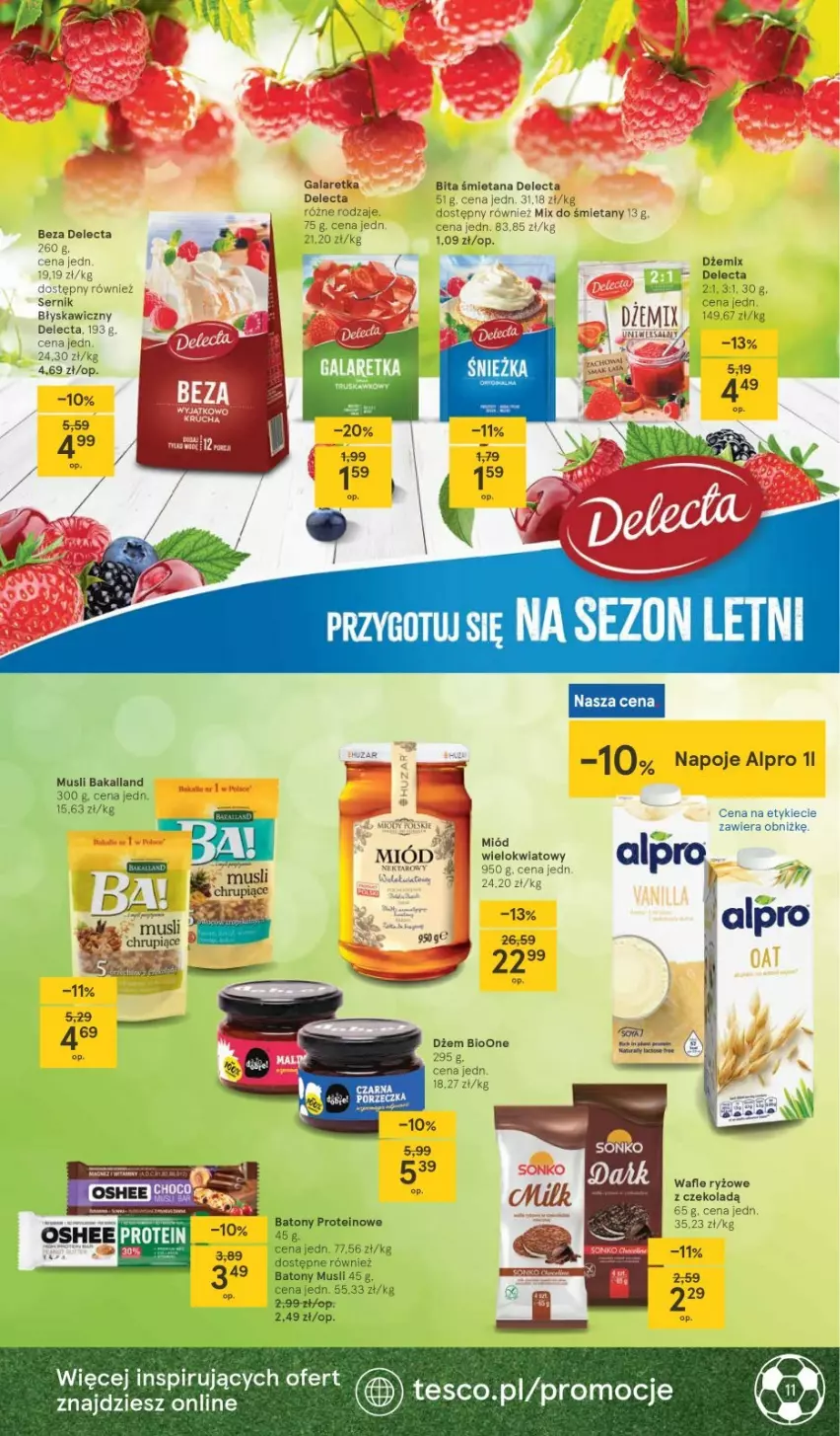 Gazetka promocyjna Tesco - Tesco katalog Euro - ważna 20.05 do 23.06.2021 - strona 11 - produkty: Alpro, Bakalland, Delecta, Dżem, Gala, Galaretka, Mus, Napoje, Ryż, Wafle