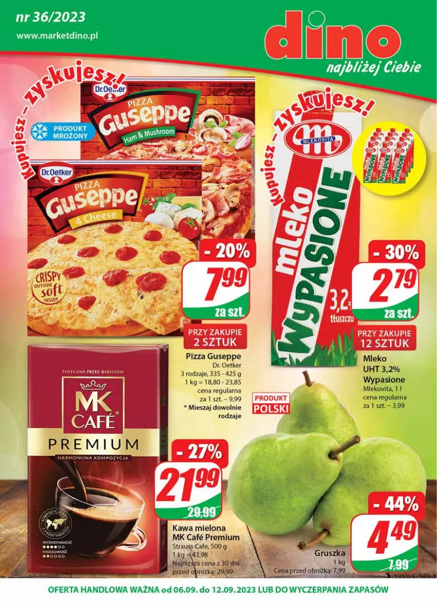 Gazetka promocyjna Dino - Gazetka 36 - ważna 06.09 do 12.09.2023 - strona 1 - produkty: Dr. Oetker, JBL, Kawa, Kawa mielona, Mleko, Mlekovita, Pizza