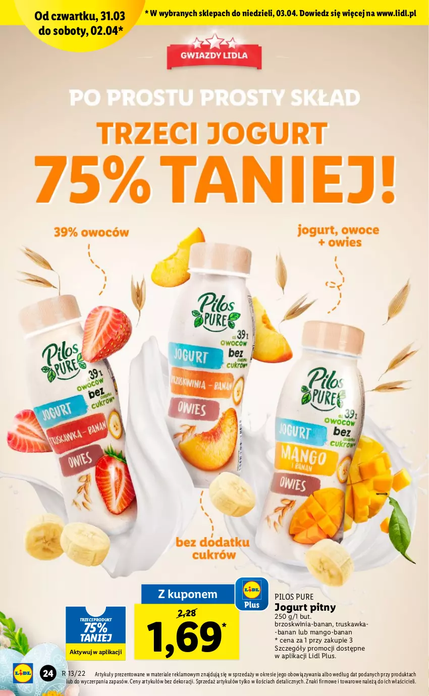 Gazetka promocyjna Lidl - GAZETKA - ważna 31.03 do 03.04.2022 - strona 24 - produkty: Jogurt, Jogurt pitny, Mango, Pilos, Pur