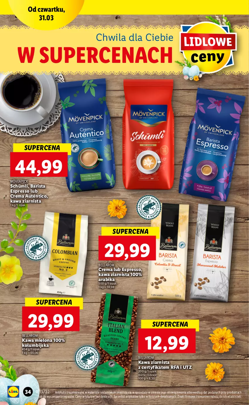 Gazetka promocyjna Lidl - GAZETKA - ważna 31.03 do 03.04.2022 - strona 34 - produkty: Bell, Bella, Fa, Kawa, Kawa mielona, Kawa ziarnista