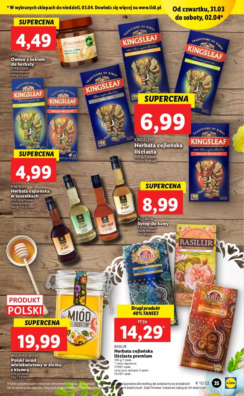 Gazetka promocyjna Lidl - GAZETKA - ważna 31.03 do 03.04.2022 - strona 35 - produkty: Bell, Bella, Herbata, Miód, Owoce, Sok, Syrop