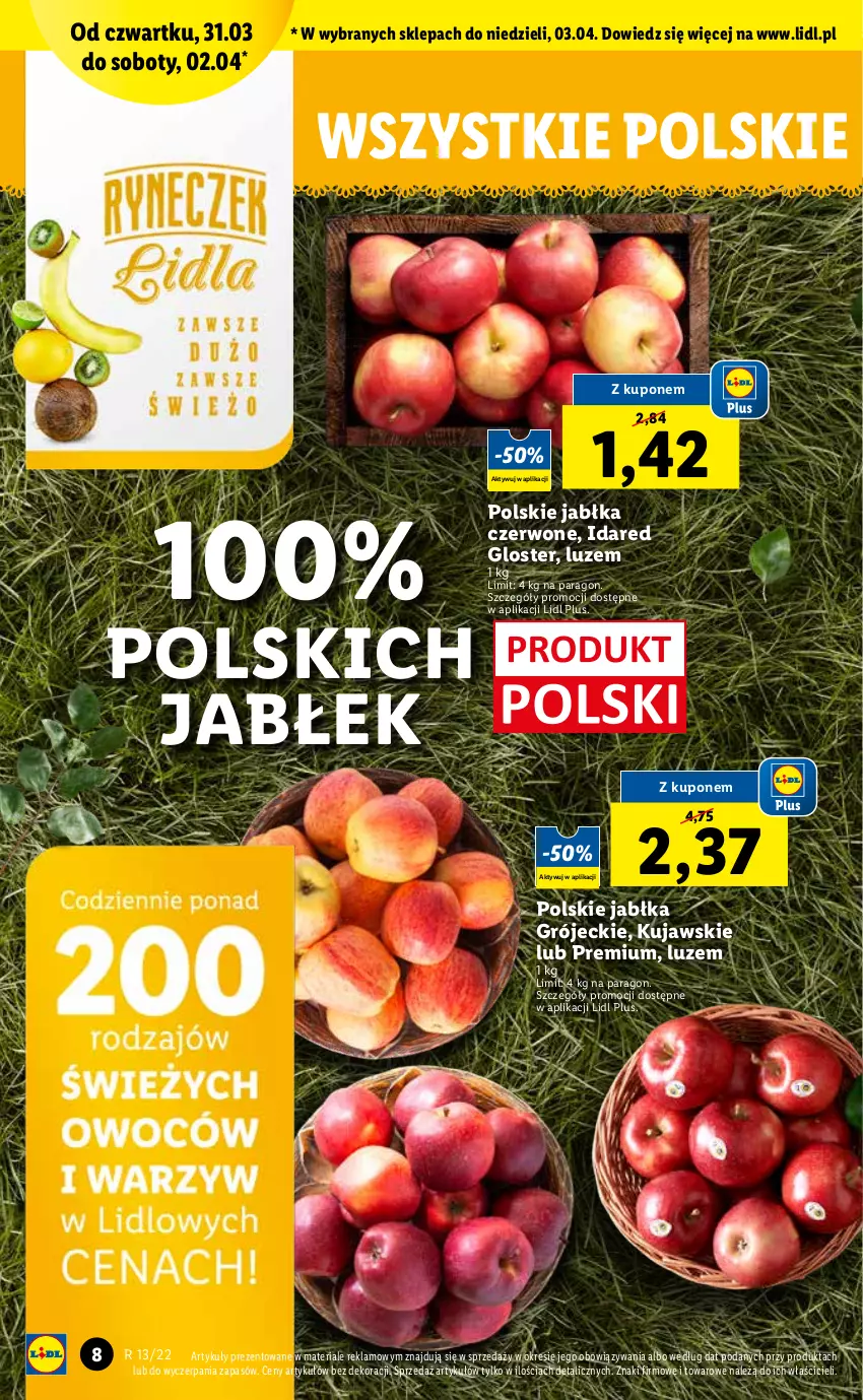 Gazetka promocyjna Lidl - GAZETKA - ważna 31.03 do 03.04.2022 - strona 8 - produkty: Jabłka, Kujawski