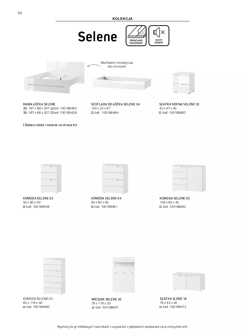 Gazetka promocyjna Komfort - Katalog meble i oświetlenie - ważna 01.01 do 31.12.2022 - strona 54 - produkty: Fa, Komoda, Lustro, Materac, Moda, Rama, Rama łóżka, Sok, Szafa, Szafka, Tera, Toaletka, Wieszak