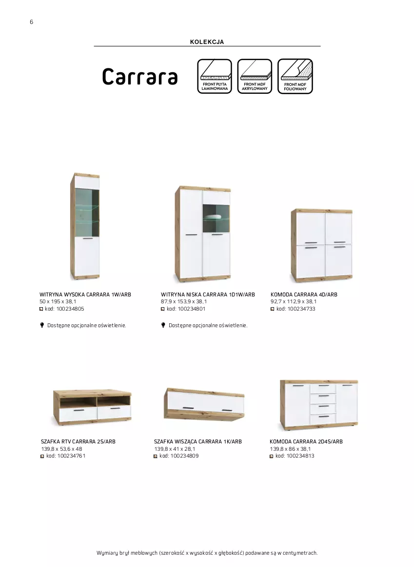 Gazetka promocyjna Komfort - Katalog meble i oświetlenie - ważna 01.01 do 31.12.2022 - strona 6 - produkty: Gra, Komoda, Moda, Sok, Szafka, Uchwyty, Witryna