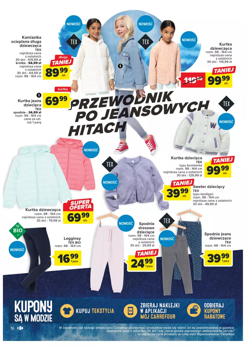 Gazetka promocyjna Carrefour - Gazetka Jeansowa moda - ważna 21.02 do 04.03.2023 - strona 18 - produkty: Dres, Dzieci, Gin, Kamizelka, Kardigan, Koc, Kurtka, Kurtka dziecięca, LANA, Legginsy, Spodnie, Spodnie dresowe, Spodnie jeans, Sweter