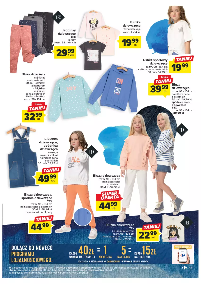 Gazetka promocyjna Carrefour - Gazetka Jeansowa moda - ważna 21.02 do 04.03.2023 - strona 19 - produkty: Bluza, Dzieci, Gin, Gra, Por, Spódnica, Spodnie, Sport, Sukienka, T-shirt