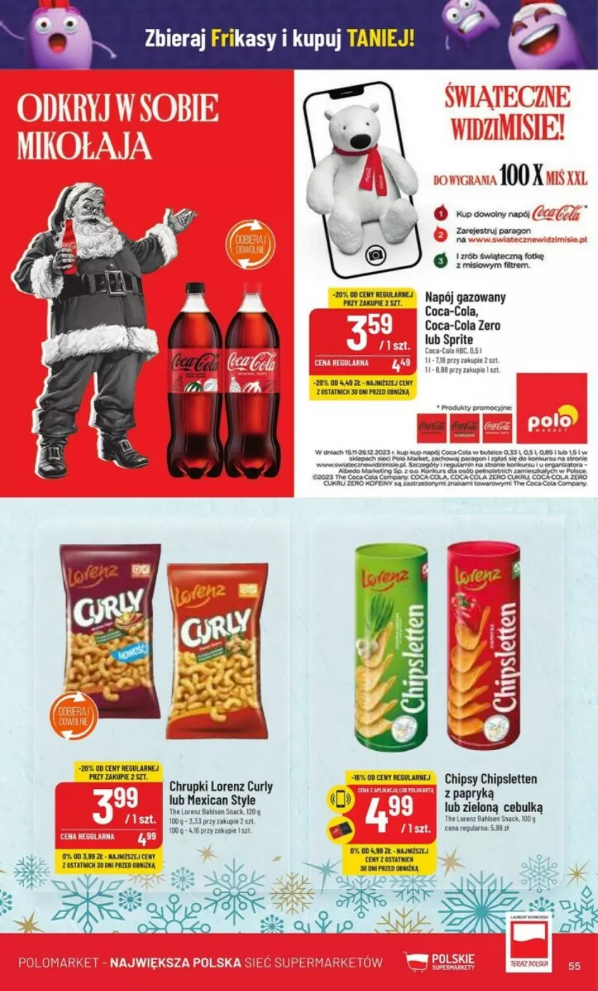 Gazetka promocyjna PoloMarket - ważna 13.12 do 19.12.2023 - strona 51 - produkty: Chrupki, Coca-Cola, Lorenz, Napój, Napój gazowany, Sprite