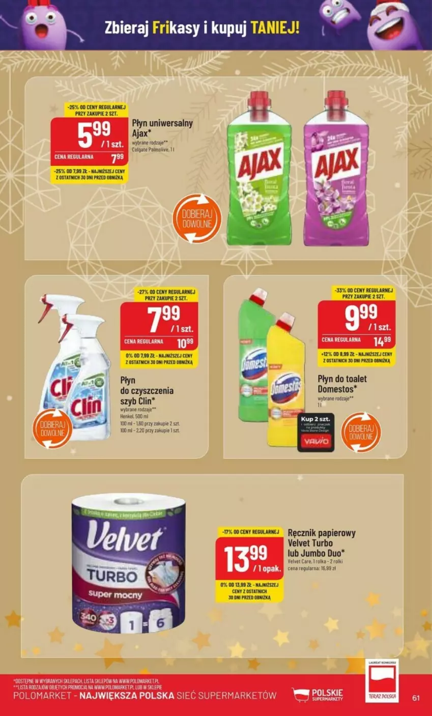 Gazetka promocyjna PoloMarket - ważna 13.12 do 19.12.2023 - strona 58 - produkty: Clin, Domestos, Papier, Ręcznik, Velvet