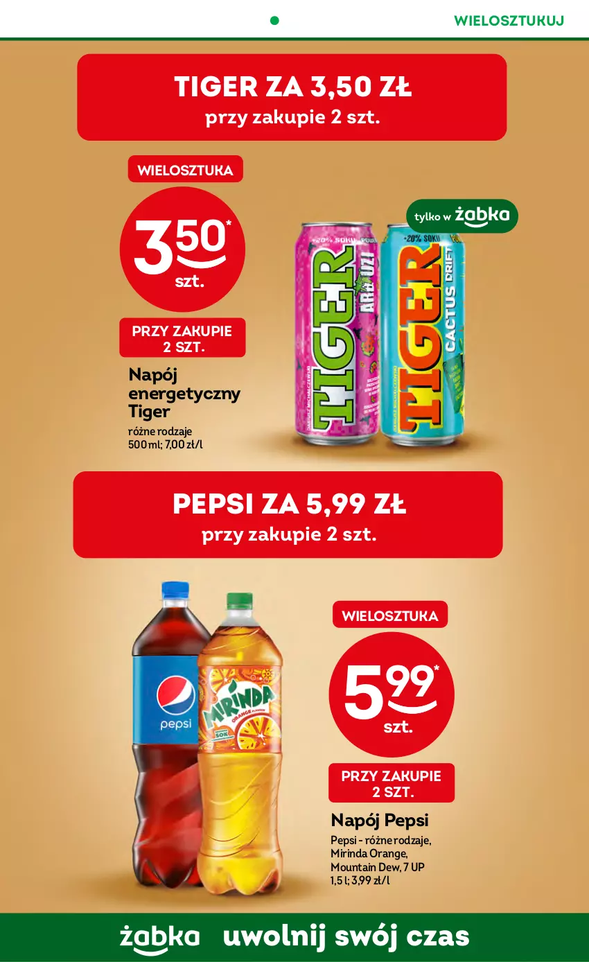 Gazetka promocyjna Żabka - ważna 25.01 do 31.01.2023 - strona 3 - produkty: Mirinda, Napój, Napój energetyczny, Pepsi, Tiger