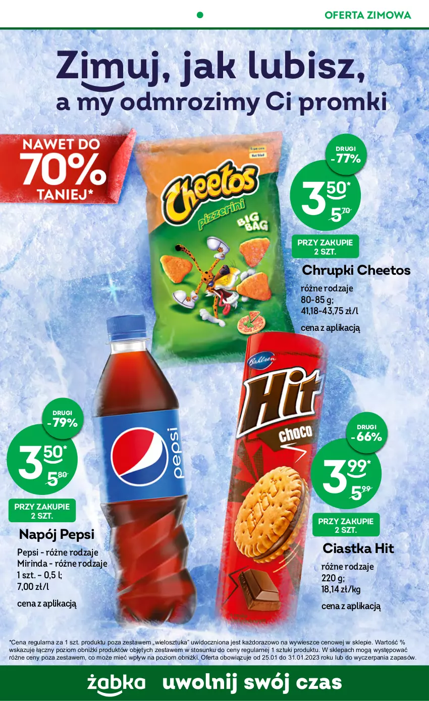 Gazetka promocyjna Żabka - ważna 25.01 do 31.01.2023 - strona 6 - produkty: Cheetos, Chrupki, Ciastka, Mirinda, Napój, Pepsi