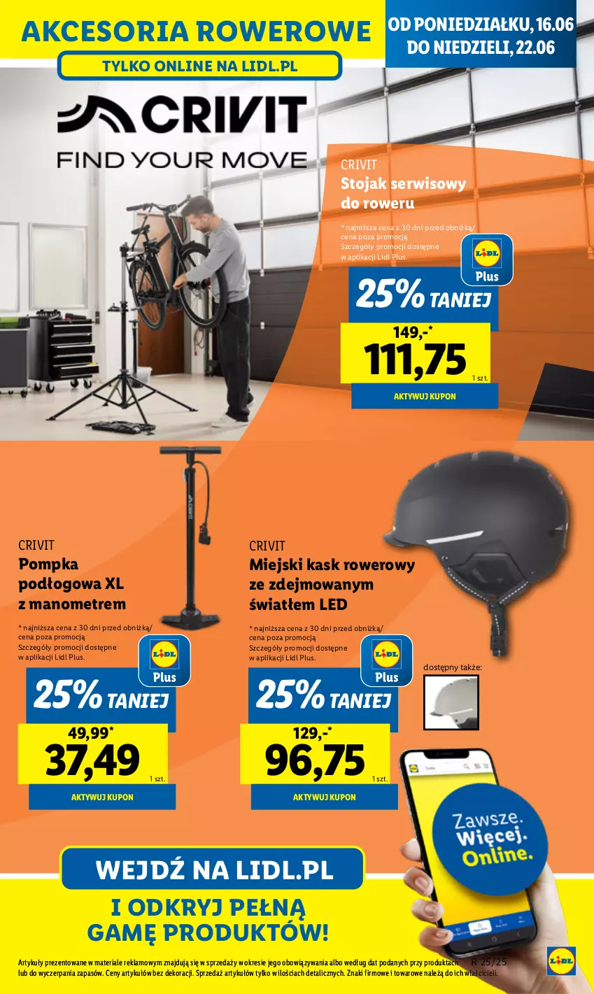 Gazetka promocyjna Lidl - GAZETKA - ważna 09.06 do 21.06.2025 - strona 15 - produkty: Kask, Pompka, Rower, Ser, Stojak