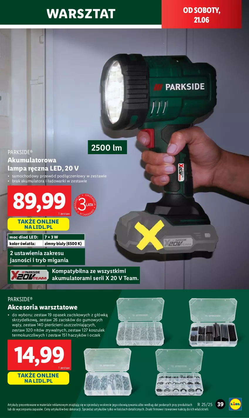 Gazetka promocyjna Lidl - GAZETKA - ważna 09.06 do 21.06.2025 - strona 47 - produkty: Akumulator, Haczyk, Kosz, Lampa, Parkside, Pasek, Przewód, Ser