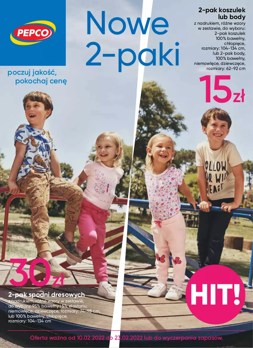 Gazetka promocyjna Pepco - Nowe 2-paki - ważna 10.02 do 23.02.2022 - strona 1 - produkty: Body, Dres, Koc, Kosz