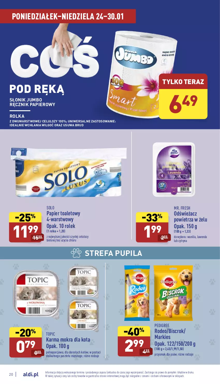 Gazetka promocyjna Aldi - Katalog spożywczy - ważna 24.01 do 30.01.2022 - strona 20 - produkty: Fa, LG, Odświeżacz powietrza, Papier, Papier toaletowy, Pasztet, Pedigree, Por, Ręcznik, Tera, Top