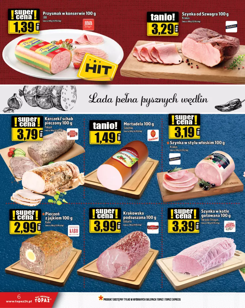 Gazetka promocyjna Topaz - Gazetka - ważna 18.01 do 24.01.2024 - strona 6 - produkty: Gra, Ser, Szynka, Top