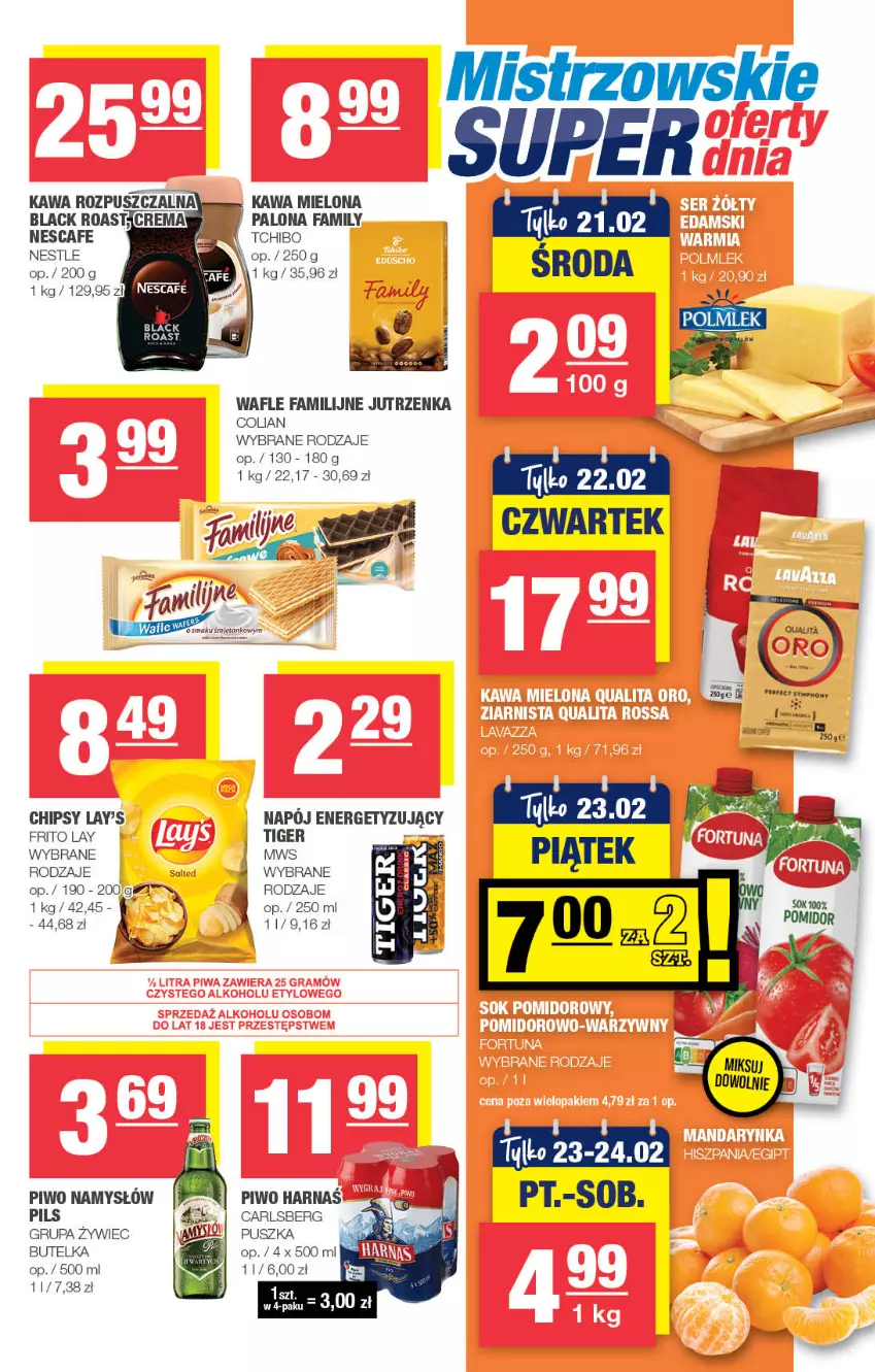 Gazetka promocyjna Spar - Spar-Mini - ważna 11.02 do 21.02.2024 - strona 3 - produkty: Carlsberg, Chipsy, Fa, Harnaś, Jutrzenka, Kawa, Kawa mielona, Kawa rozpuszczalna, Lack, Namysłów, Napój, Piwo, Tiger, Wafle