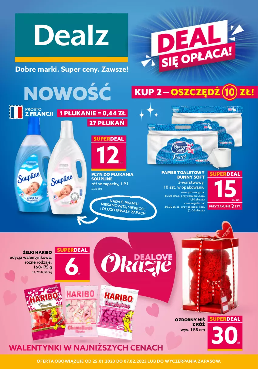 Gazetka promocyjna Dealz - NOWA GAZETKADeal się opłaca! - ważna 25.01 do 07.02.2023 - strona 1 - produkty: Haribo, Papier, Papier toaletowy, Płyn do płukania