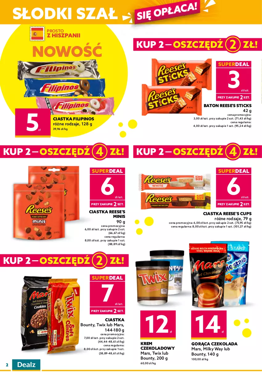 Gazetka promocyjna Dealz - NOWA GAZETKADeal się opłaca! - ważna 25.01 do 07.02.2023 - strona 2 - produkty: Baton, Bounty, Chia, Ciastka, Czekolada, Hot dog, Isana, Kasza, Kuskus, Makaron, Mars, Melvit, Milky Way, Parówki, Ryż, Ryż basmati, Sos, Sos pomidorowy, Twix, Zupa