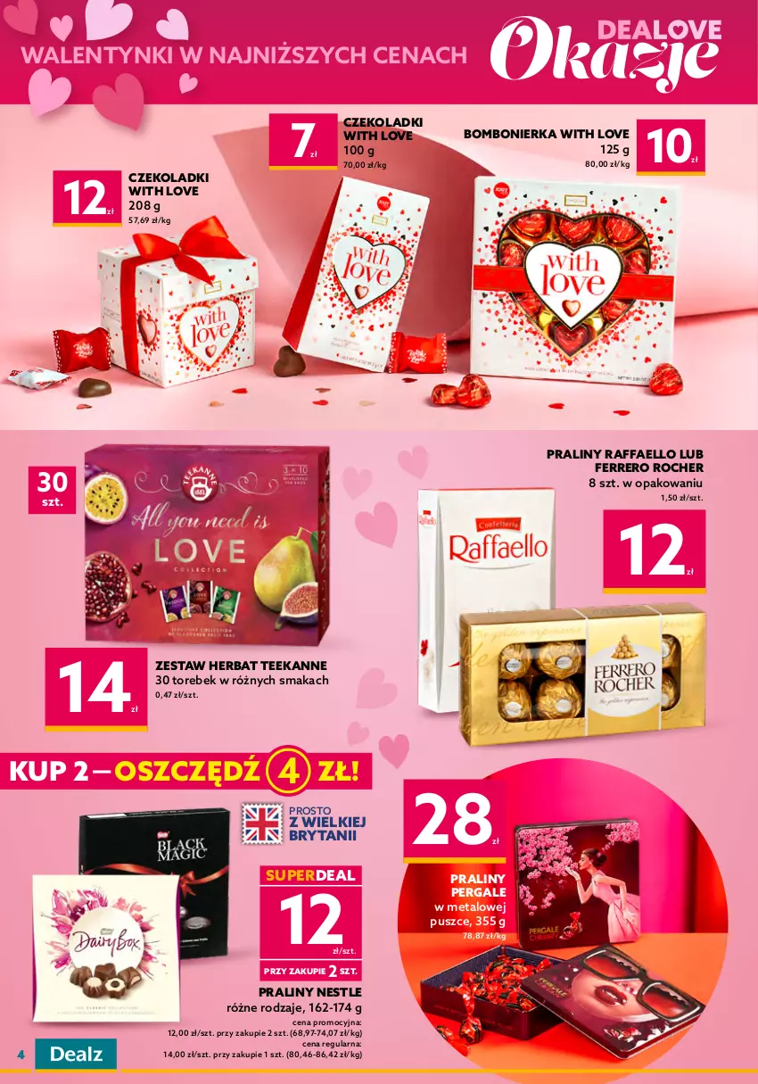 Gazetka promocyjna Dealz - NOWA GAZETKADeal się opłaca! - ważna 25.01 do 07.02.2023 - strona 4 - produkty: Fa, Ferrero, Ferrero Rocher, Płyta, Praliny, Raffaello, Sok, Teekanne