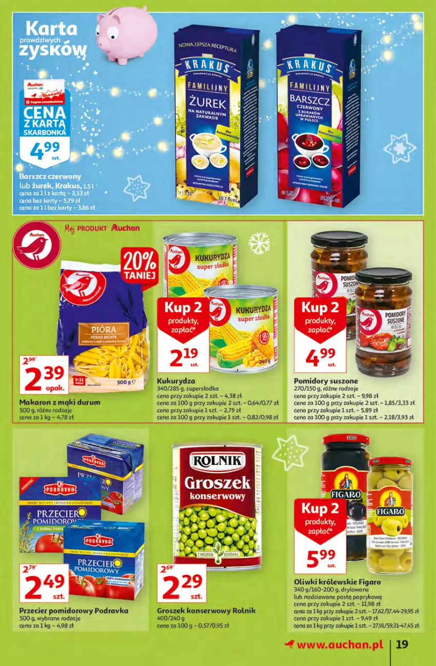 Gazetka promocyjna Auchan - Magia rabatów Hipermarkaty - ważna 12.11 do 17.11.2021 - strona 19 - produkty: Fa, Groszek, Królewski, Kukurydza, Lovi, Makaron, Oliwki, Podravka, Pomidory, Rolnik, Rum, Ser