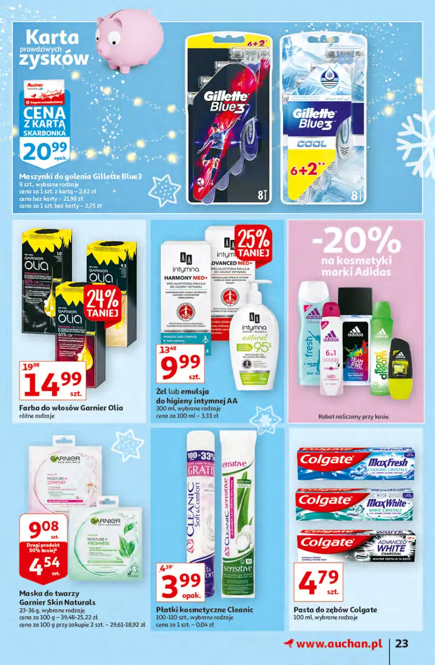 Gazetka promocyjna Auchan - Magia rabatów Hipermarkaty - ważna 12.11 do 17.11.2021 - strona 23 - produkty: Cleanic, Colgate, Emulsja, Fa, Farba do włosów, Garnier, LG, Maska, Maska do twarzy, Pasta do zębów, Płatki kosmetyczne