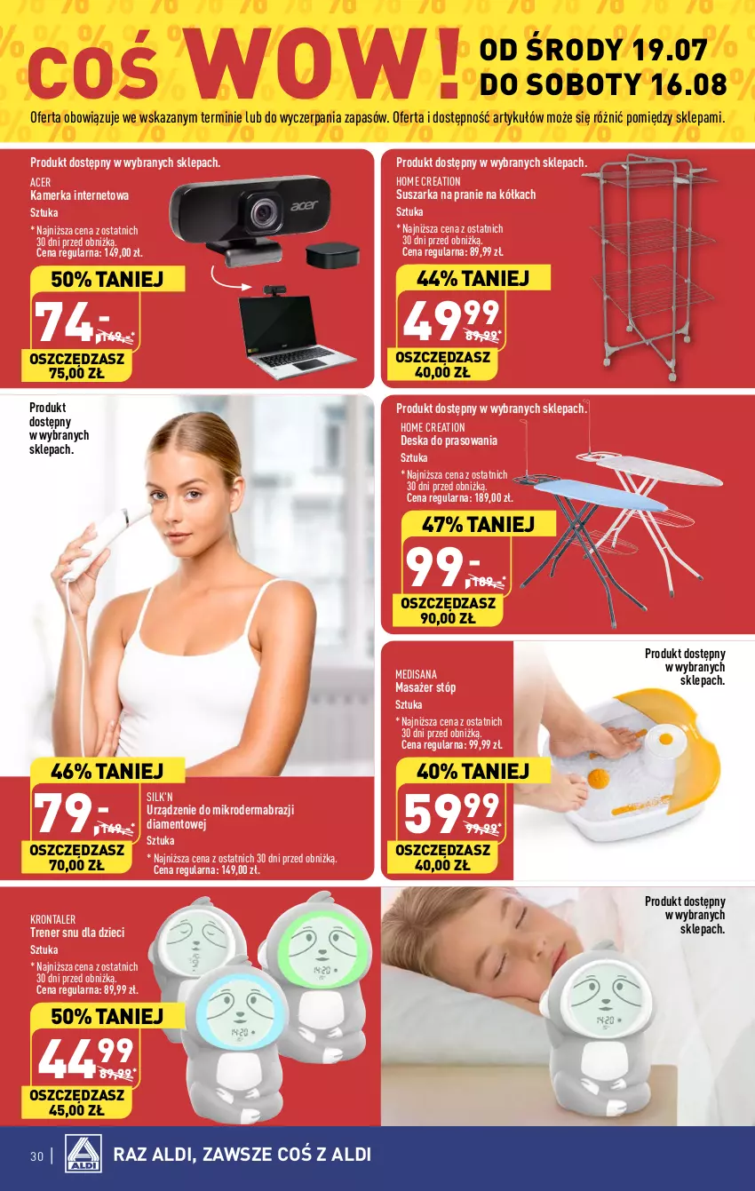 Gazetka promocyjna Aldi - Pełna oferta - ważna 17.07 do 22.07.2023 - strona 30 - produkty: Acer, Deska do prasowania, Dzieci, Isana, Masażer, Suszarka, Suszarka na pranie