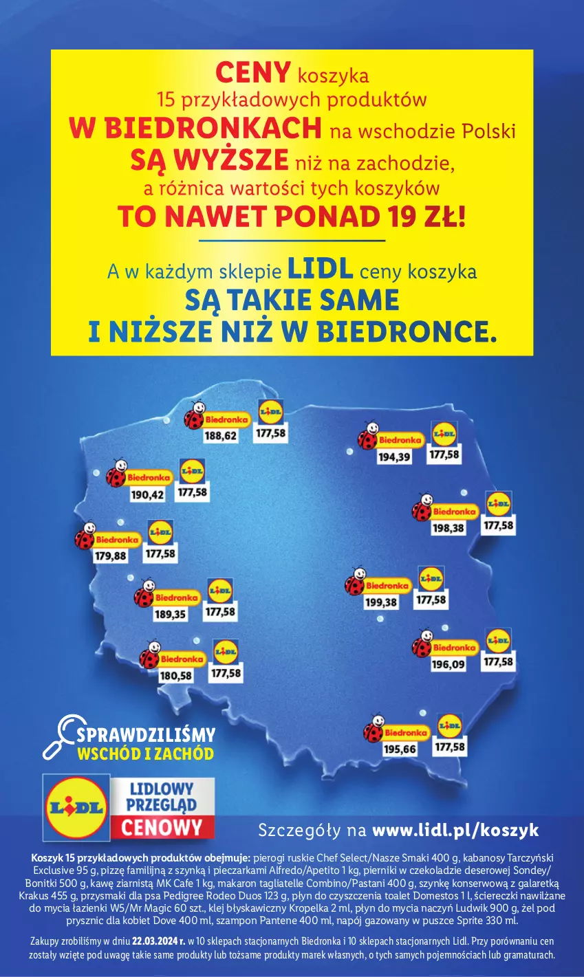 Gazetka promocyjna Lidl - GAZETKA - ważna 06.05 do 11.05.2024 - strona 3 - produkty: Bonitki, Deser, Do mycia naczyń, Domestos, Dove, Dron, Fa, Gala, Gra, Kabanos, Klej, Kosz, Krakus, Ludwik, Makaron, Napój, Napój gazowany, Pantene, Pedigree, Piec, Pieczarka, Piernik, Pierniki w czekoladzie, Pierogi, Płyn do mycia, Płyn do mycia naczyń, Por, Przysmaki, Rama, Ser, Sprite, Szampon, Tagliatelle, Tarczyński