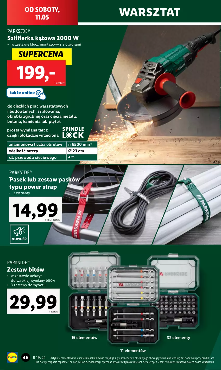 Gazetka promocyjna Lidl - GAZETKA - ważna 06.05 do 11.05.2024 - strona 58 - produkty: Parkside, Pasek, Szlifierka, Szlifierka kątowa