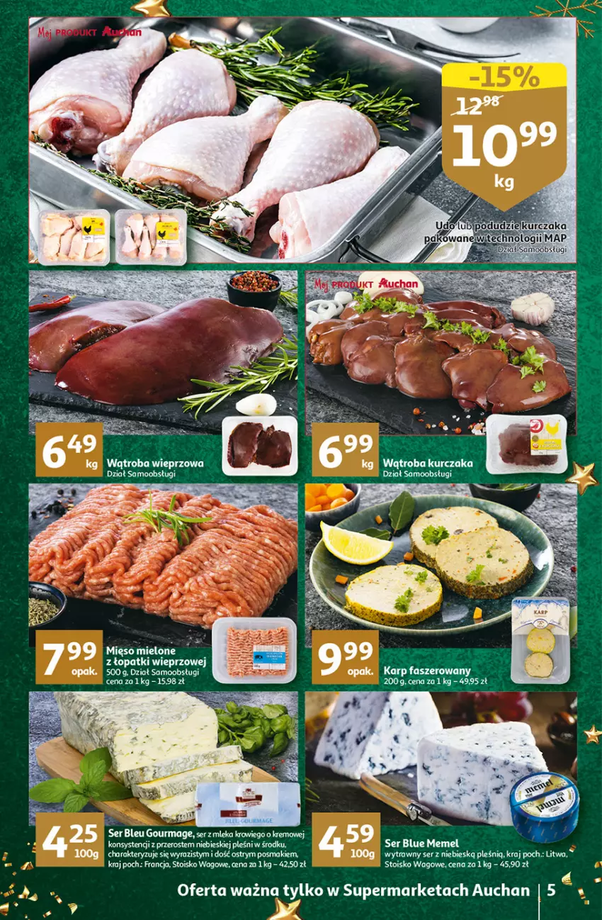 Gazetka promocyjna Auchan - Gazetka Magia Wigilijnego Stołu Auchan Supermarket - ważna 15.12 do 24.12.2022 - strona 5 - produkty: Fa, Karp, Kurczak, Ser