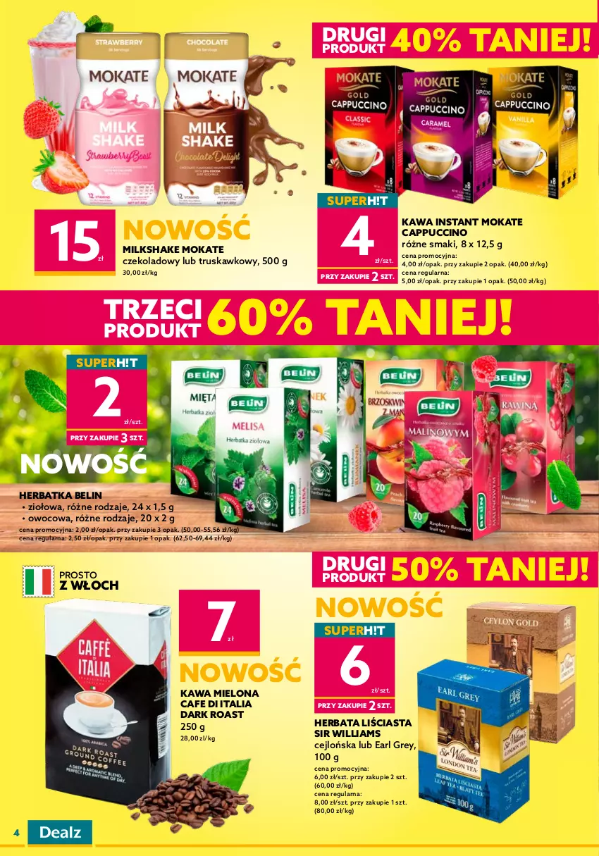 Gazetka promocyjna Dealz - NOWA GAZETKADEALMAGEDON! Wbij pazur w okazje! - ważna 07.09 do 20.09.2022 - strona 4 - produkty: Bazyl, Cappuccino, Earl Grey, Herbata, Iams, Isana, Kawa, Kawa mielona, Makaron, Penne, Pesto, Pomidory, Sos, Sos do pizzy, Sos pomidorowy, Spaghetti