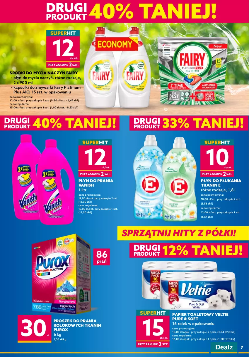 Gazetka promocyjna Dealz - NOWA GAZETKADEALMAGEDON! Wbij pazur w okazje! - ważna 07.09 do 20.09.2022 - strona 7 - produkty: Adidas, Antyperspirant, Chusteczki, Dezodorant, Do mycia naczyń, Fa, Fairy, Listerine, Nivea, Nivea Baby, Odżywka, Papier, Papier toaletowy, Płyn do mycia, Płyn do mycia naczyń, Płyn do płukania, Płyn do płukania jamy ustnej, Płyn do prania, Proszek do prania, Pur, Sól, Sól do kąpieli, Szampon, Vanish, Zmywarki