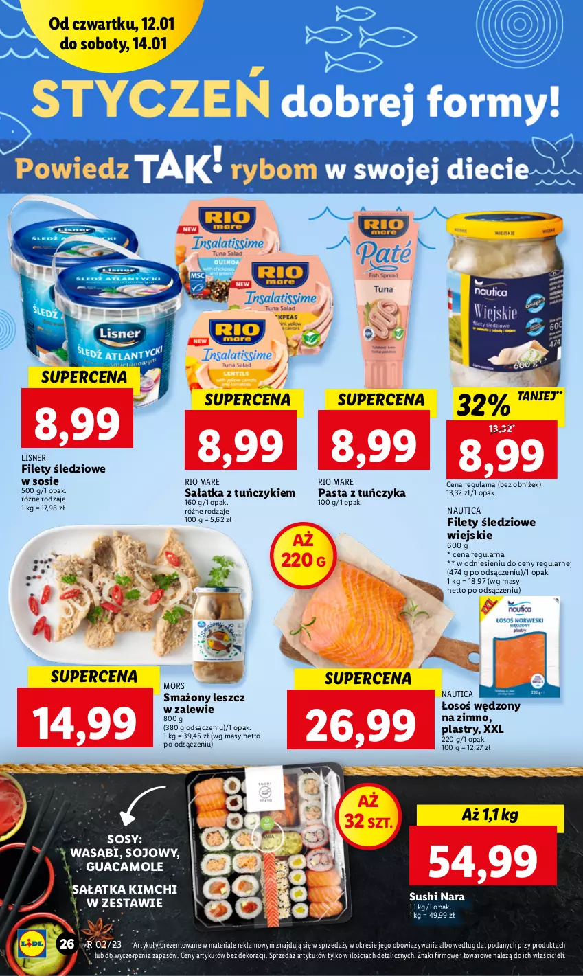 Gazetka promocyjna Lidl - GAZETKA - ważna 12.01 do 14.01.2023 - strona 28 - produkty: Amol, Lisner, Rio Mare, Sałat, Sałatka, Sos, Sushi, Tuńczyk, Wasa