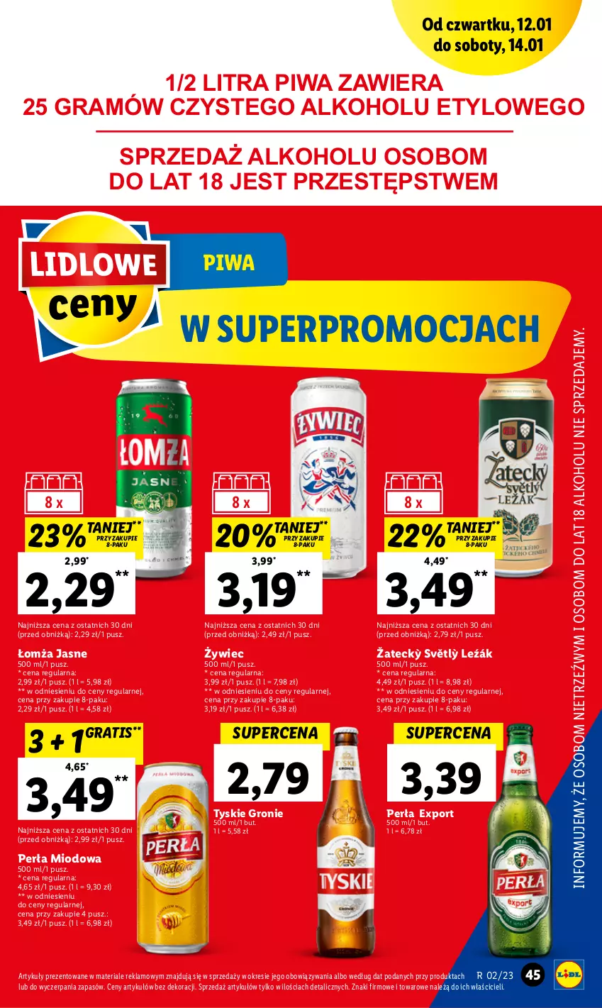 Gazetka promocyjna Lidl - GAZETKA - ważna 12.01 do 14.01.2023 - strona 47 - produkty: Gra, Heineken, Lech Premium, Namysłów, Perła, Piwa, Por, Tyskie